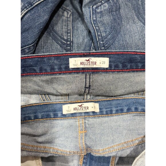 NEW HOLLISTER 2 Pairs Womens Sz 7 High Rise Denim Shorts Distressed Frayed Hem - Picture 7 of 9